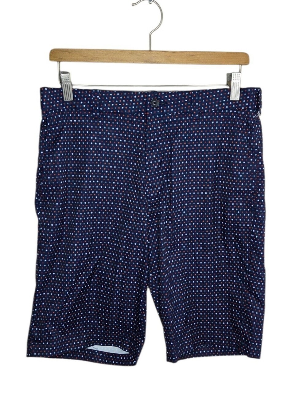 Walter Hagen 11 Majors Navy White Red Star Print Golf Shorts Size 32 9.5" Inseam